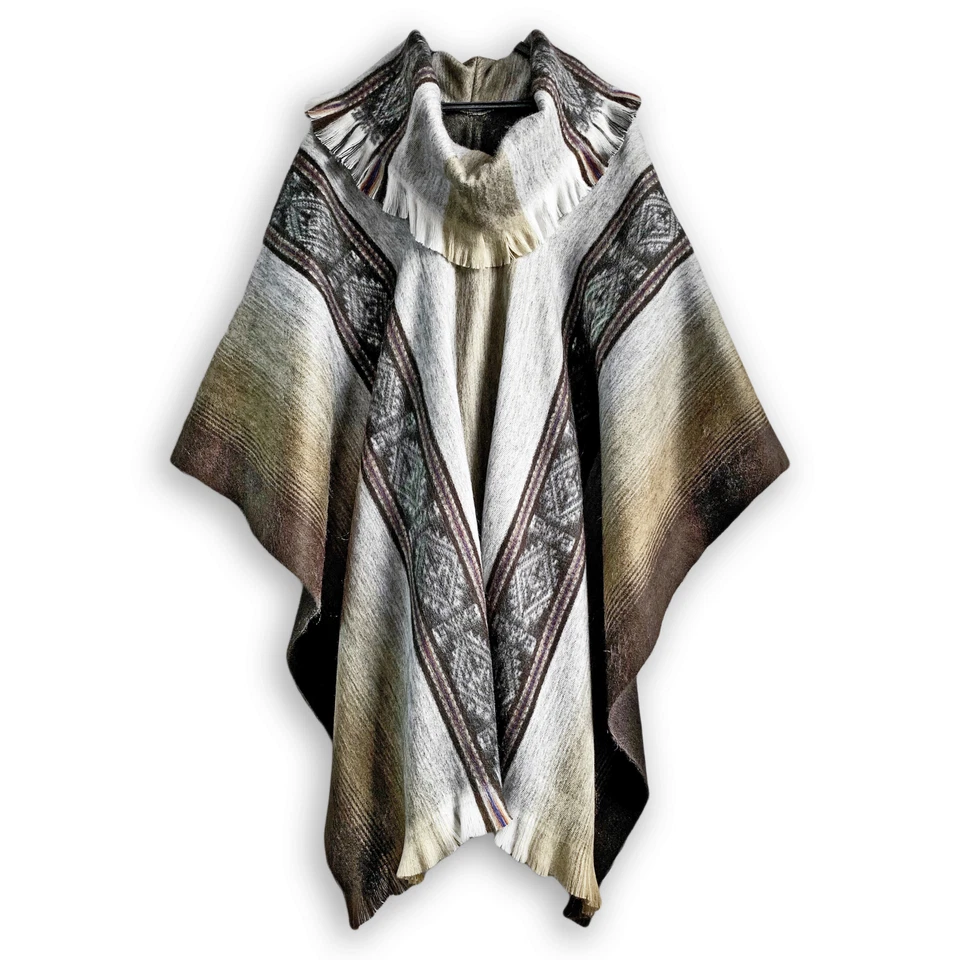 Lightweight BABY ALPACA Wool Collared Poncho Pullover UNISEX Handmade in Ecuador - Image 3 of 4