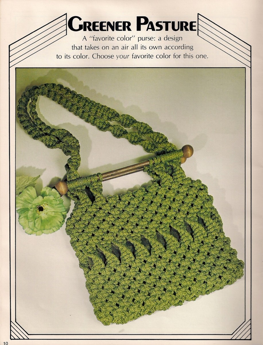 1977 Hippie Shoulder Bag Purse Patterns The Macrame Pursemaker