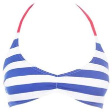 Image of JACK WILLS KINGSTON WOMEN'S BIKINI TOP HALTER NECK STRIPED UK 10 NEW RRP £30