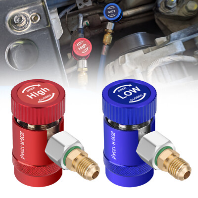 R1234YF Quick Coupler Adapter, Adjustable Car HP & LP Fitting with 2x 1/4'' Flare