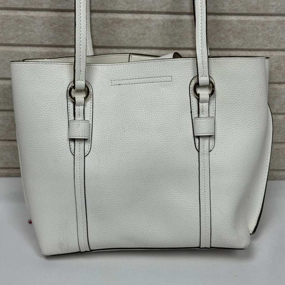 Bolso de Mano Nanette Lepore Blanco Guijarro Cuero Vegano Cremallera Floral Bufanda Acento Foto 4 de 4