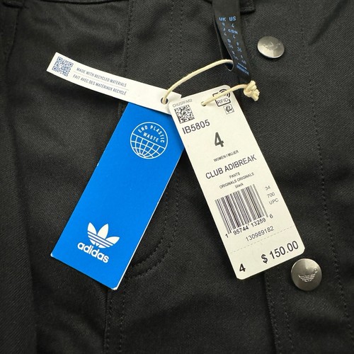 NWT Adidas Women’s Club Adibreak Black Snap Leg Track Pants Activewear Size 4 - Picture 6 of 14
