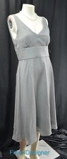 J CREW dress slate grey Silk Bridesmaid fancy occassion sleeveless v midi 8 NEW 