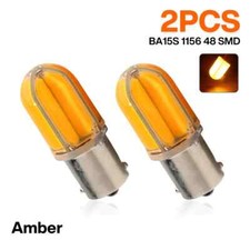 2Pcs 1156 BA15S COB 48 SMD Silica Car Bulb Amber Led 12V 24V Turn Signal Lights