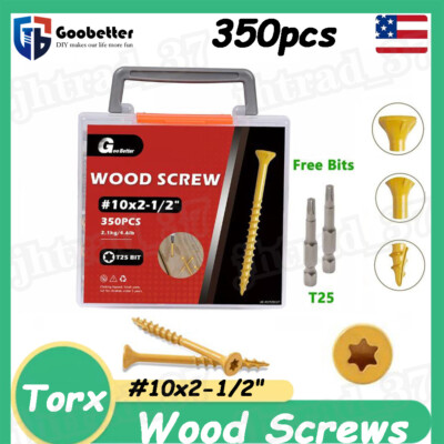 350PCS #10 x 2-1/2'' Deck Screws Self Tapping Wood Screws T25 Torx Fence Screws