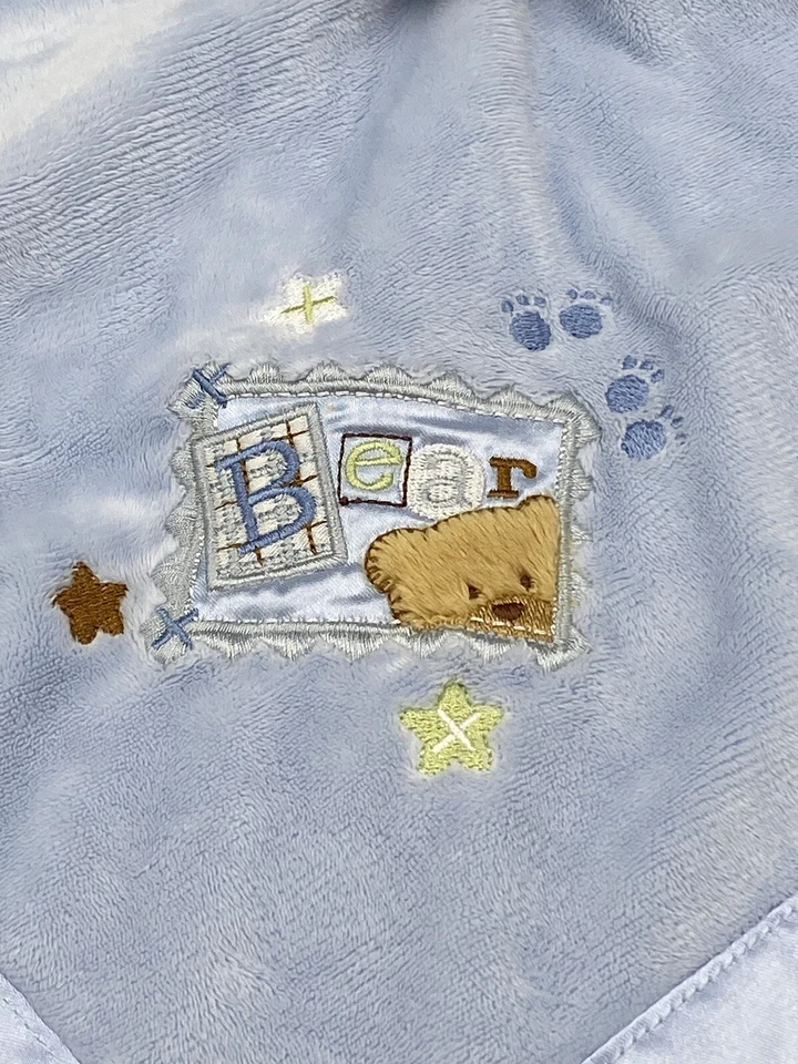 "Manta de seguridad para bebé Baby Starters Blue Bear Lovey satinada como ribete e parte inferior 18""" Foto 3 de 4