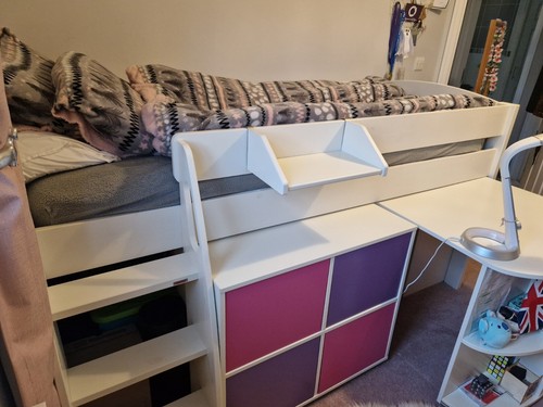 Stompa mid-sleeper Cabin Bed with desk, matching cupboard & bookcase - Picture 5 of 10