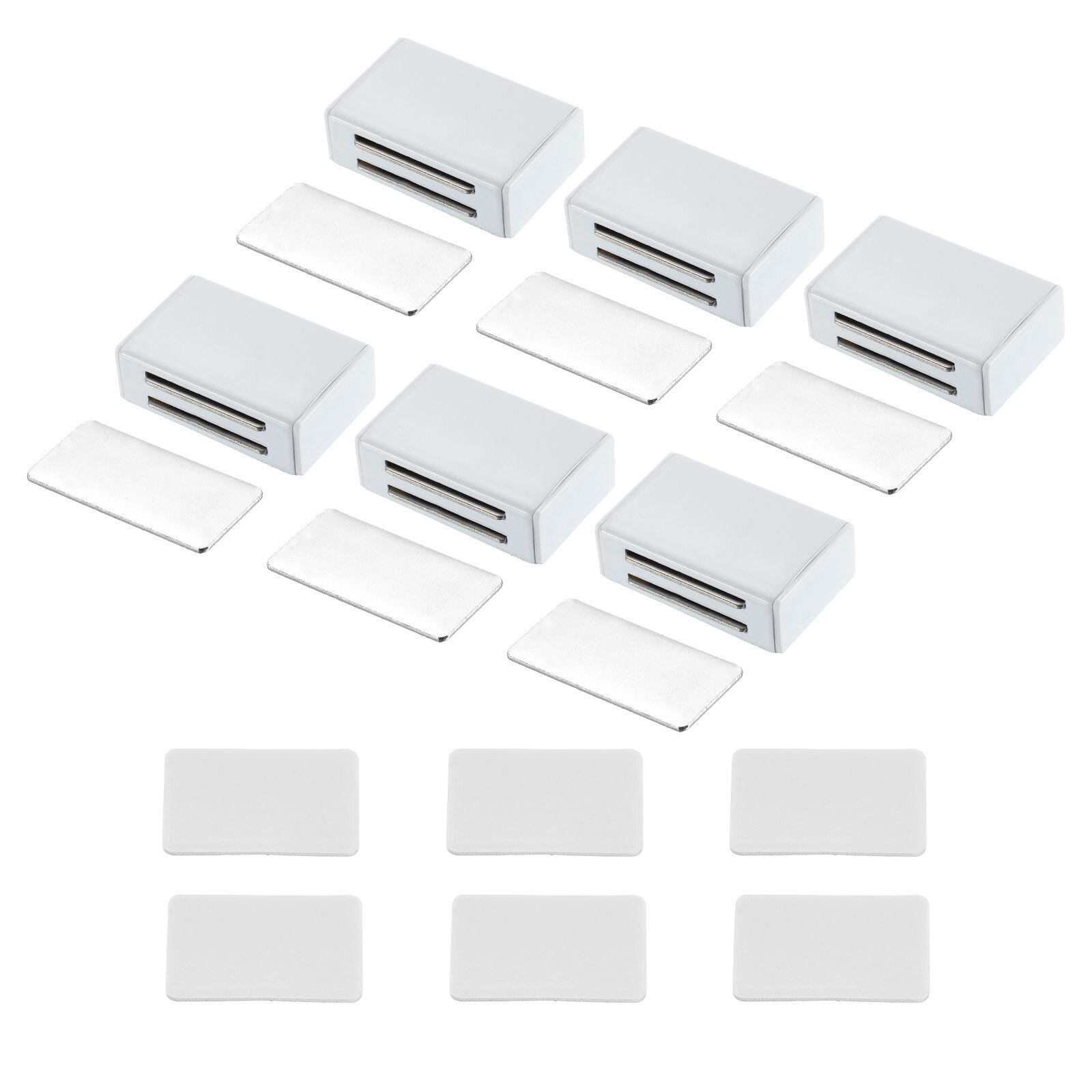 6 Pcs Cabinet Door Catch, Latch Magnetic Lock for Cupboard Kitchen Closet, White