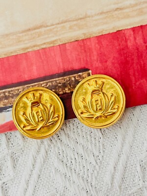 Fendi Vintage Crown Crest Logo F Fendista Insignia Roma 1925 Round, Ohrringe