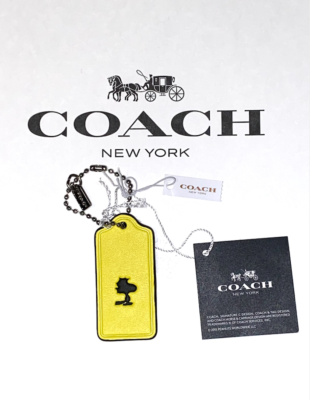 Coach X Peanuts Woodstock Yellow Leather Hang Tag Bag Charm Key