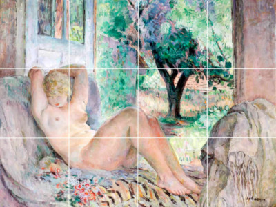 henri lebasque grand nu le cannet woman nude ceramic tile mural backsplash