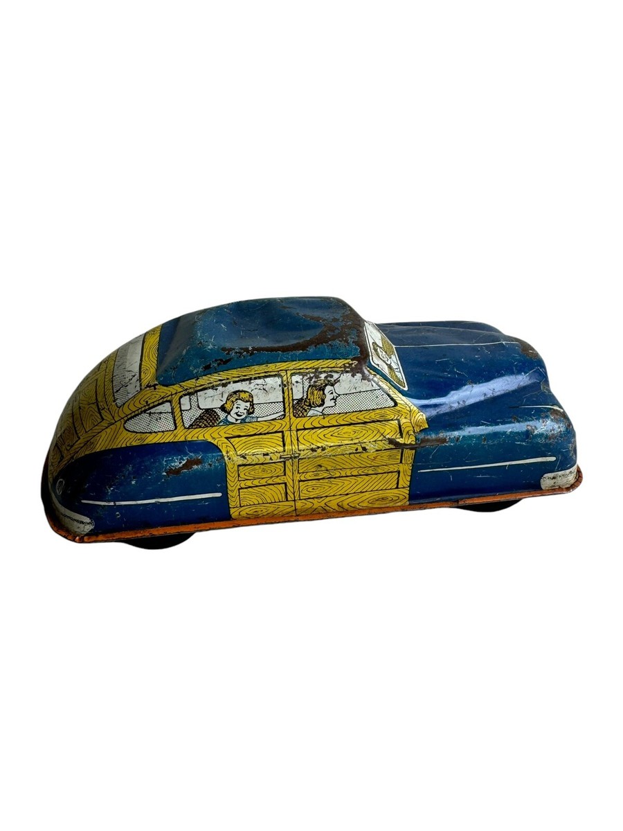 森永キャンデーカー ヴィンテージ Rare Antique Vintage 1950 Courtland Woody Wagon Blue Metal