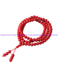 AAA 8mm Tibetan Buddhism 108 Red Coral Prayer Beads Gems Mantra Mala Necklace