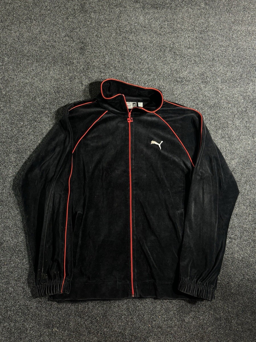 Vintage Puma Track Jacket Size XL Black Zip Suede Velour Vintage Puma Track Jacket Size XL Black Zip Suede Velour