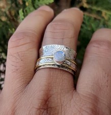 Moonstone Spinner Ring Gemstone 925 Sterling Silver Handmade Jewelry PG372