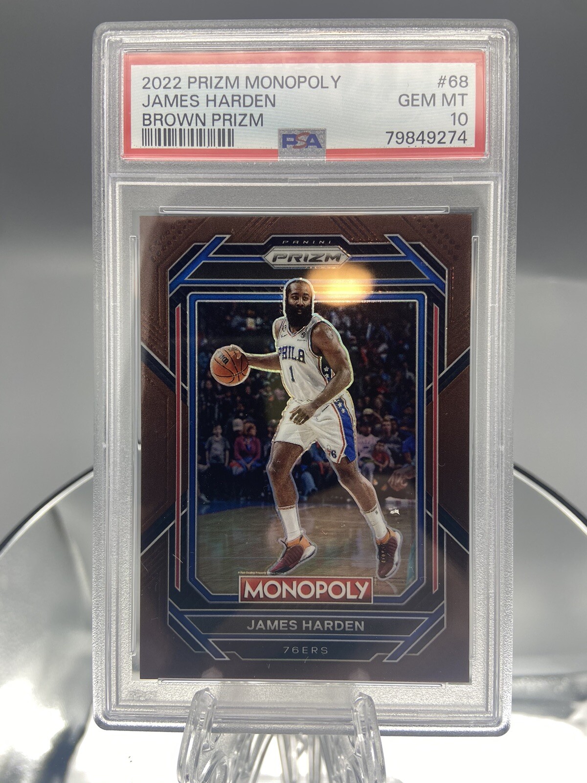 Panini Prizm Monopoly James Harden 034/249 Brown Prizm #68 2022 Pop 2 - PSA 10