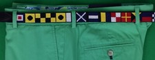 "Hand-Needlepoint w/ 24 Signal Flags Belt" Sz 38