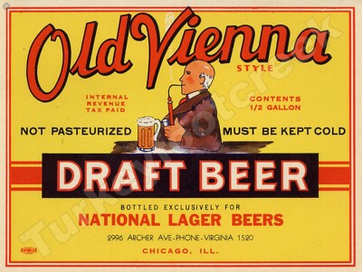 Old Vienna Draft Beer Label 9'' x 12'' Metal Sign