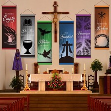 6 Pcs Easter Church Banners for 72 x 24 inches, as shown in the figure