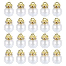 Pearl Charm, 100pcs 10mm Pendants Faux Pearl Beads Charm Gold 