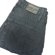 Levi's Premium 721 High Rise Skinny Jeans Black Distressed Ripped 27x28