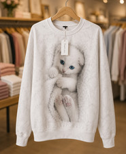Adorable Kitten Sweatshirt Marbled Size 12 Kawaii SPRING