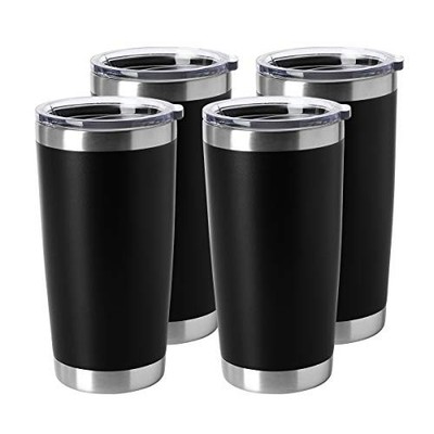  20oz Stainless Steel Tumblers Bulk, Insulated 4 Count (Pack of 1) Black-A