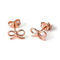 Rotgold Getauchtes Sterlingsilber Bandschleife Ohrstecker