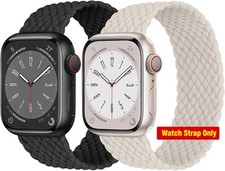 2 Pack Stretchy Braided Solo Loop Bands for Apple Watch 38mm to 49mm Models