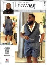 Know Me by mimi G ME2071 Sewing Pattern Men's Vest Shorts 48-50-52-54-56 Plus
