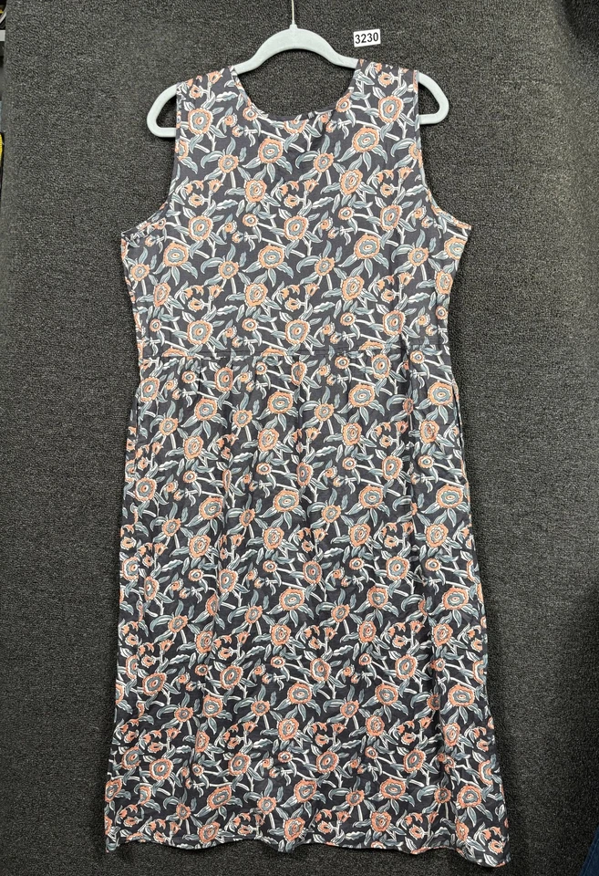 Vestido Orvis Mujer Grande Negro Coral Azul Floral Sin Mangas Lino Algodón Verano Foto 2 de 4