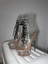 Simmi London heeled clear PVC vinyl boots size 3