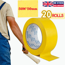 YELLOW MASKING TAPE 50MM X 50M CRAFT DIY PAINTER FAST EASY TEAR UK