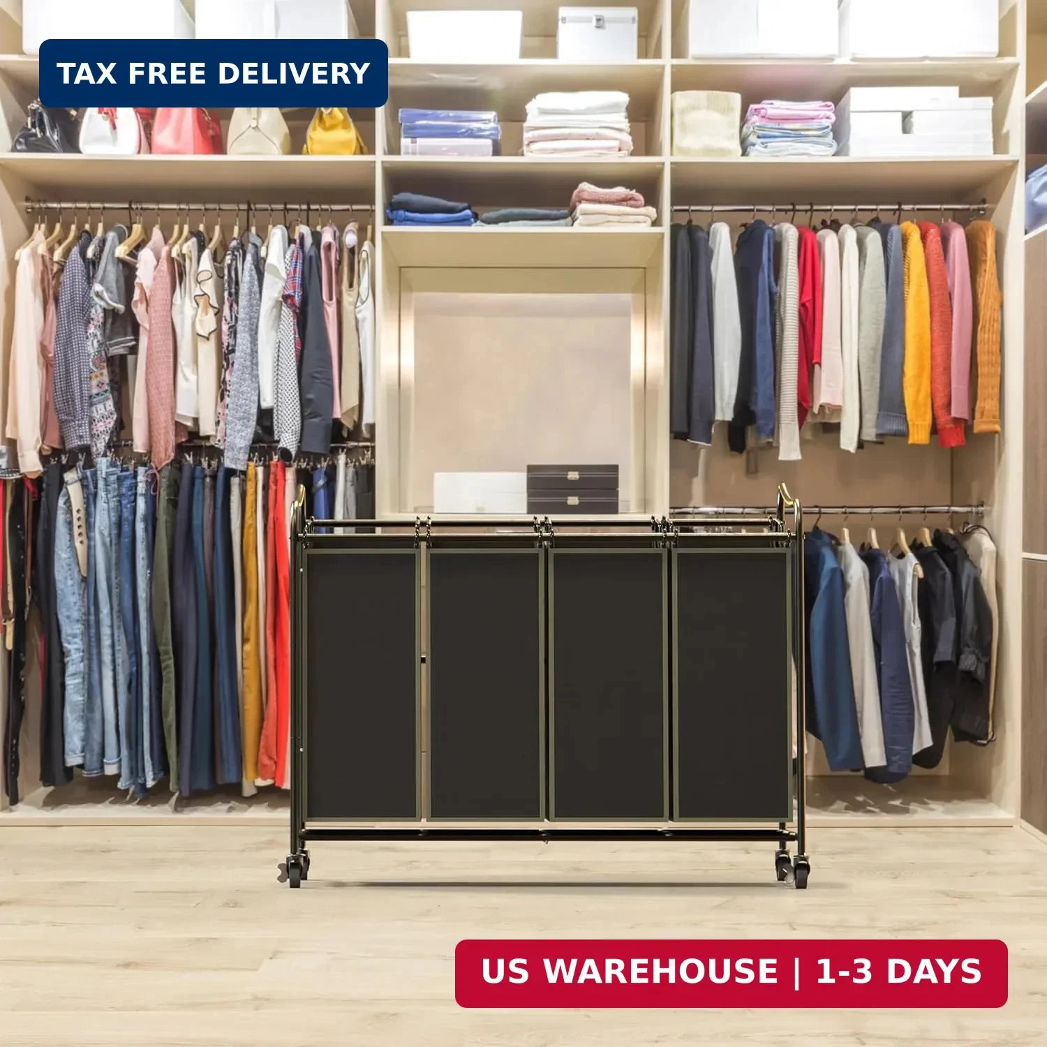 SimpleHouseware Laundry Sorter Cart - Thumbnail 2