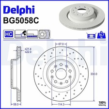 2x DELPHI Disque de frein Arrière pour MASERATI Levante SUV (M161) 330mm BG5058C