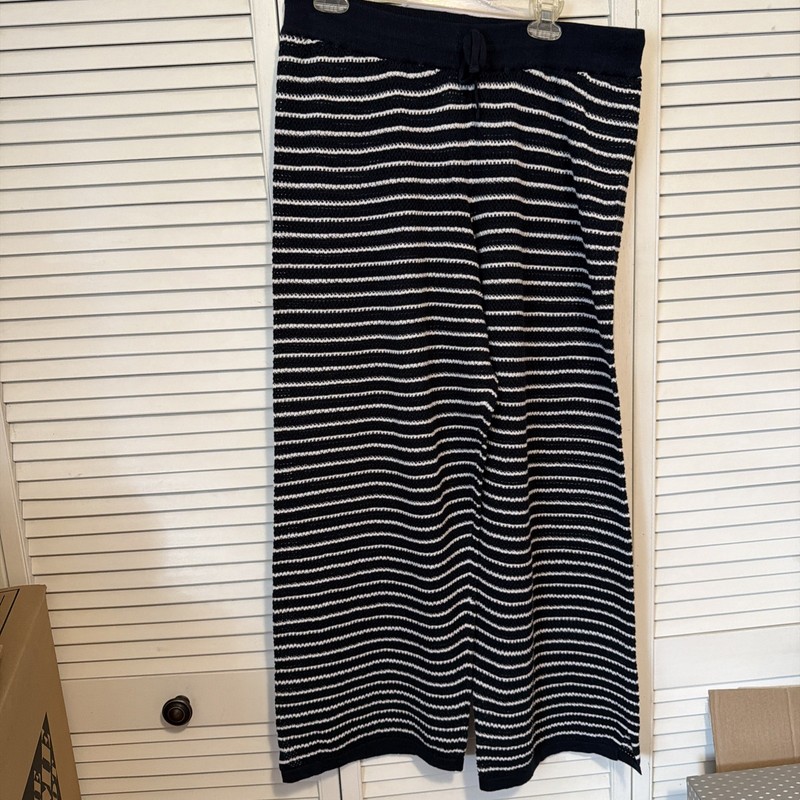 Pact Organic Cotton & Linen Wide Leg Pants Navy White Medium Woven  Resort NWOT