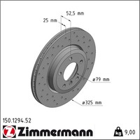 2X Zimmermann 150.1294.52 Bremsscheibe FüR BMW 3 Z4 E46 E85 E86