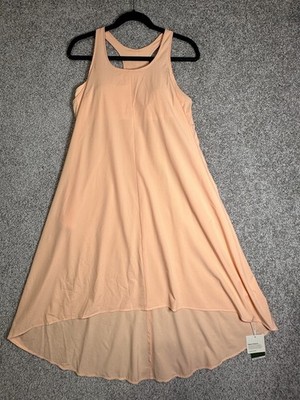 Halara Breezeful Racerback Midi Dress Size 8 Peach Orange Pockets NWT