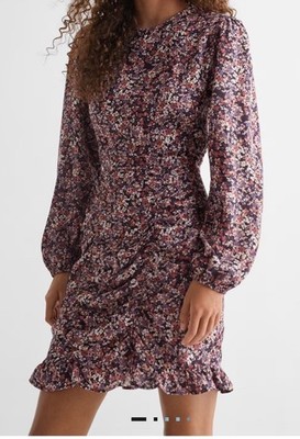 MNG Mango Teen Girls Ruffled printed dress Size Medium NWT