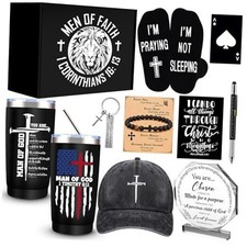 10 Pcs Christian Gifts for Men Faith, Inspirational Religious Gifts, Catholic