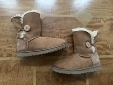 worn twice RP£185 UGG LADIES Bailey Button Chestnut Sheepskin Boots Size 6.5 1/2