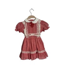 Vintage Sears Winnie The pooh gingham ruffle lace dress size 4t