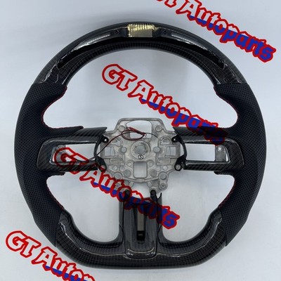 Carbon Fiber Steering Wheel Fit for Ford Mustang Shelby GT 2018-2023 with LED