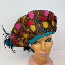 Vintage Mr.John Multicolored Feathered Church Hat