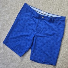Peter Millar Crown Sport Carrboro Palm Shorts Men 34 Blue Performance Golf EB84
