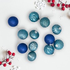 Northlight Set of 12 Blue Finial and Glass Ball Christmas Ornaments