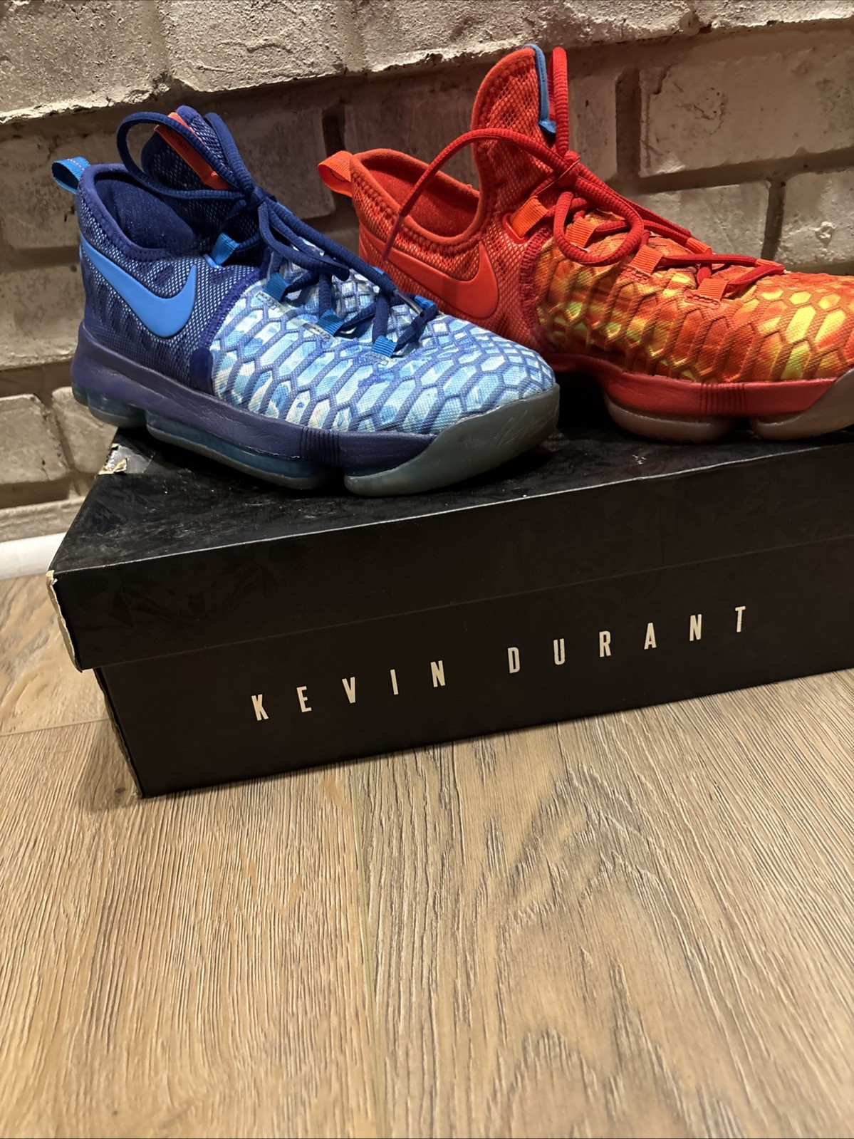 KD 9 Zoom Fire And Ice Blue And Red Box Shoes Size 7 Y in Original Box