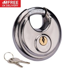 Heavy Duty High Security 70mm Round Circular Disc Steel Lock Garages Padlock UK
