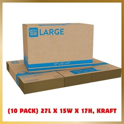 (10 pack) Pen+Gear Large Moving Boxes, 27L x 15W x 17H, Kraft