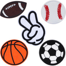 5-Pack Sports Ball Embroidery Patches for Jackets, Bags, and Apparel